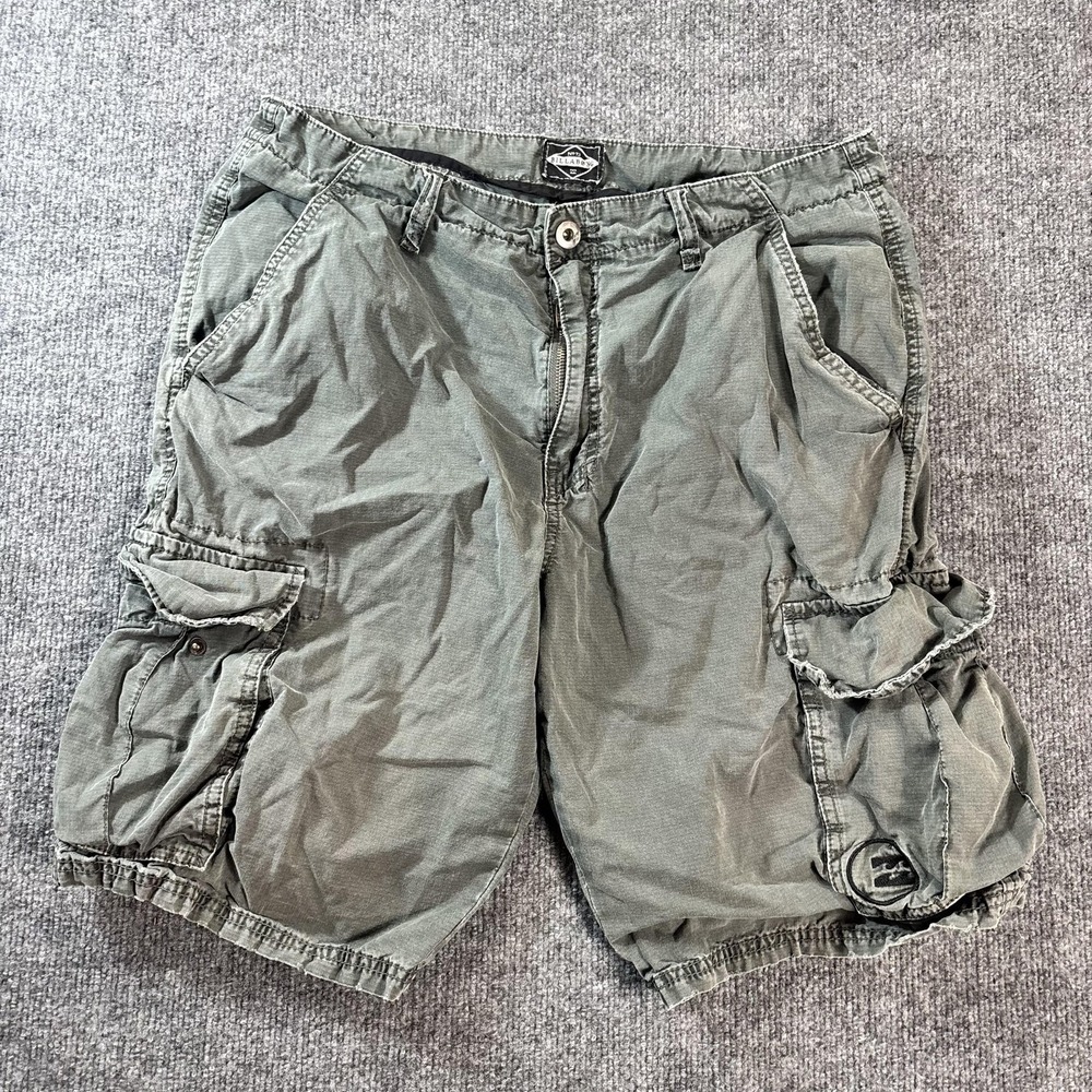 Billabong Cargo Shorts Mens 33 Green Cotton Relaxed Fit Pockets Summer Casual
